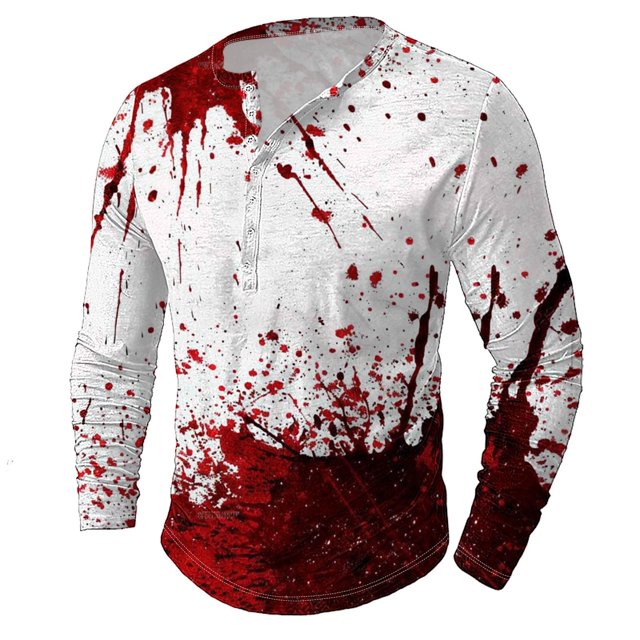 Pisexur Chandails en Molleton d'Halloween Col Rond Manches Longues Chemise Imprimé Graphique Amusant Chemises d'Halloween Mode Décontractée Chandail à Boutons Grande Taille Chandail en Molleton P-5TG