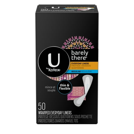 U by Kotex Barely There Panty Liners, Light Absorbency, Unscented, 50 Ct