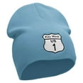 thumbnail image 4 of Route Key West 1 Sign Embroidered 8 Inch Short Beanie - Lt Blue OSFM, 4 of 5