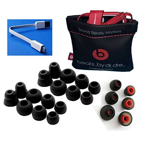 22 pcs. Beats Powerbeats 2 and Powerbeats 3 Replacement Earbuds Eargels Eartips Cushions BLACK, BLACK/RED 6S/6M/6L/4Cones,
