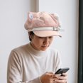 thumbnail image 7 of Slccxzc Pink Puppy Ears Beret Hat with Pin Plush Bone Y2K Women Winter Painter Cap Daily Casual Dog Walking Headwear, 7 of 7