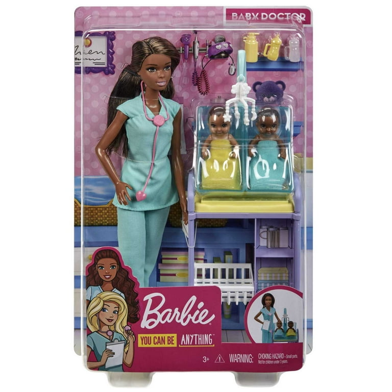 Barbie Baby Doctor Doll Playset with Brunette Doll Twin Babies Medical Furniture Accessories Walmart