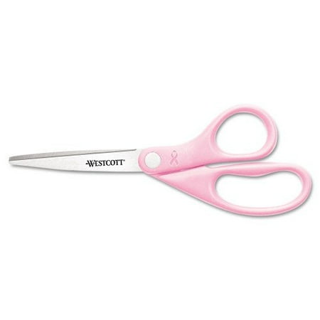 

Westcott All Purpose Pink Ribbon Scissors 8 Long 3.5 Cut Length Pink Straight Handle (15387)