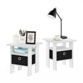 thumbnail image 7 of Furinno Andrey End Table Nightstand with Bin Drawer, Set of 2, White/Black, 7 of 7