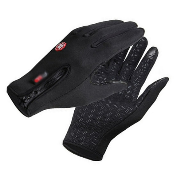 WRISTBIQUE Black Gloves Mens Winter Warm Lining Full Finger 1 Pair Large