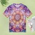 thumbnail image 4 of Kaleidoscope Mandala Colorful Floral Boho Women's Short Sleeve T-Shirt Crew Neck Casual Summer Trendy Loose Fit Tops, 4 of 6