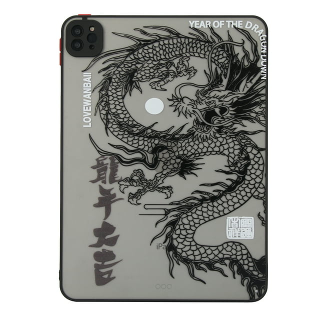 Dragon Case for iPad Pro 12.9 11 Air Mini 10 10.9 9.7 6 5 4 3 2 1 Cover 3D Embossed Soft Matte Shockproof Tablet Shell Fundas Black Dargon for iPad Air 2