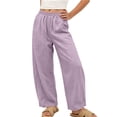thumbnail image 2 of FRSASU Girls Loose Fit Wide Leg Pants Casual Baggy Trousers with Pockets Lightweight Summer Sweatpants for Kids Purple, 2 of 9