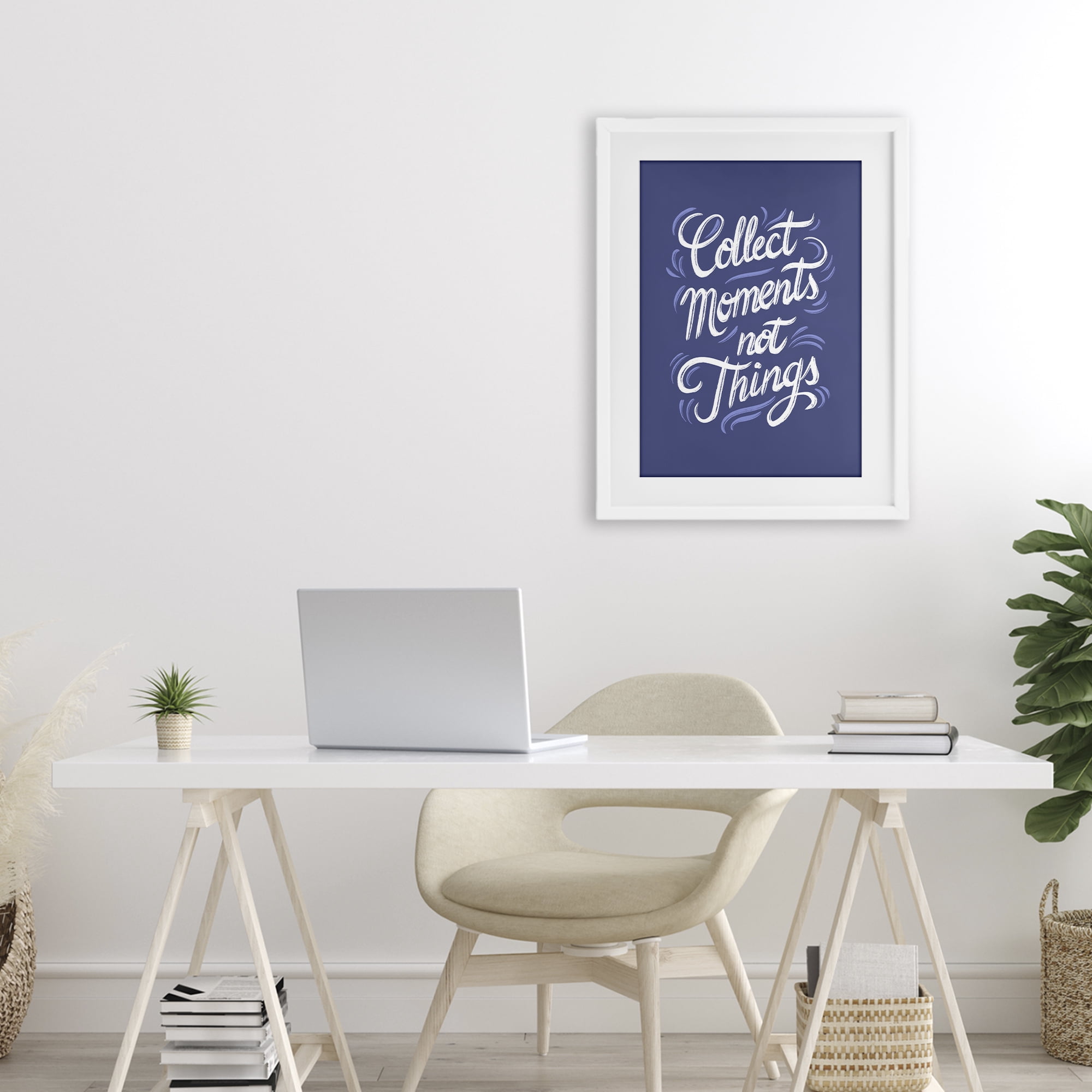 Stupell Industries Collect Moments Not Things White Framed Print Under Glass, design by Martina Pavlova