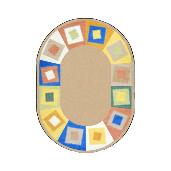 Off Balance 5'4" x 7'8" Oval Area Rug In Color Softs-Color:softs,Material:Nylon