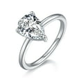 thumbnail image 5 of 2 Carat Pear Cut Moissanite Solitaire Ring, Art Deco Promise Ring,Plain Band Ring In 925 Sterling Silver, 5 of 6