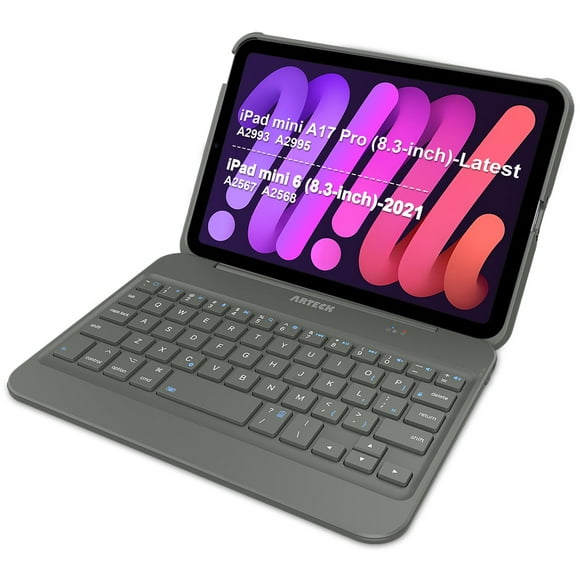 Arteck iPad mini A17 Pro (8.3-inch) Keyboard Case, Bluetooth Keyboard with Protection Shockproof Case for Apple 8.3-inch iPad mini A17 Pro and mini 6