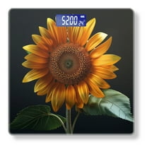Bathroom Scale, Highly Accurate Digital Body Scale,Precisely Measures Weight up to 400 lbs-Sunflower With Leaves On Black Background