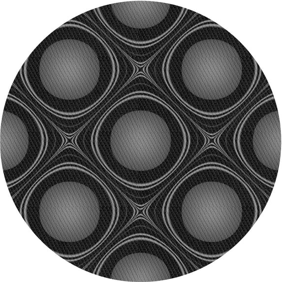 Ahgly Company Indoor Round Patterned Midnight Gray Area Rugs, 7' Round