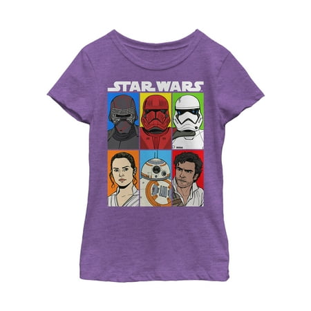 Star Wars: The Rise of Skywalker Girls' Character Grid T-Shirt