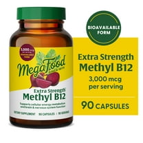 MegaFood Extra Strength Methyl B12 Vitamin - Vegan, Gluten-Free - 90 Capsules, 90 Servings