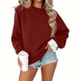 thumbnail image 5 of Smupbvky Sweatshirts for Women Crew Neck Tops Ruffle Cuff Pullover Fall Winter Sport Blouse Long Sleeve Shirts (XL, Wine), 5 of 6