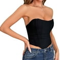 thumbnail image 5 of Elainilye Fashion Women's Corset Tube Top Ladies Sexy Solid Flower Strappy Strapless Underbust Tight Waist Vintage Shapewear,Black, 5 of 9