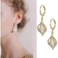 thumbnail image 3 of Boucle d'Oreille Bijoux Forme Tulipe Fête Vintage Luxe Étincelant Dangle, 3 of 6