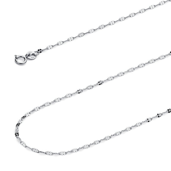 Wellingsale 14k White Gold Polished Solid 1.7mm Twisted Mirror Chain Necklace with Spring Ring Clasp - 16"