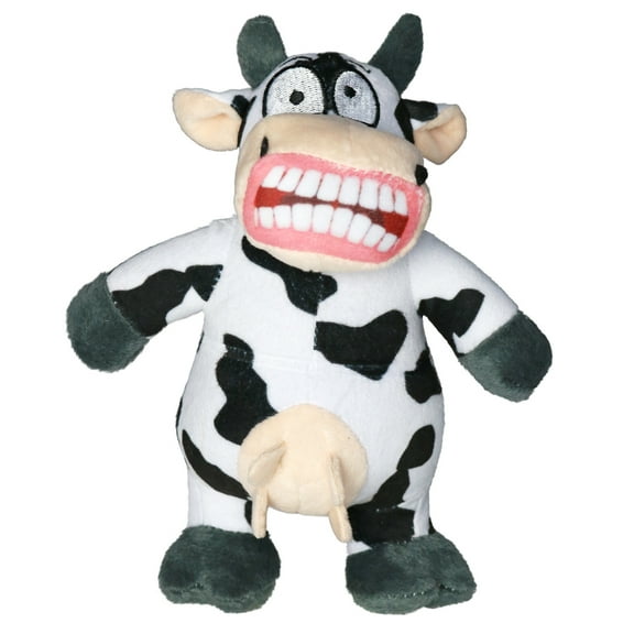 Mighty Junior Angry Animals Cow Durable Plush Squeaky Dog Toy