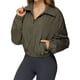 thumbnail image 2 of Chaqueta Corta Holgada para Mujer, con Cremallera, Cortavientos, Cálida, Ideal para Deportes Al Aire Libre y Correr Verde Oscuro L, 2 of 7