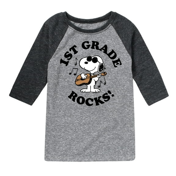 Peanuts - 1st Grade Rocks - Toddler And Youth Raglan Graphic T-Shirt
