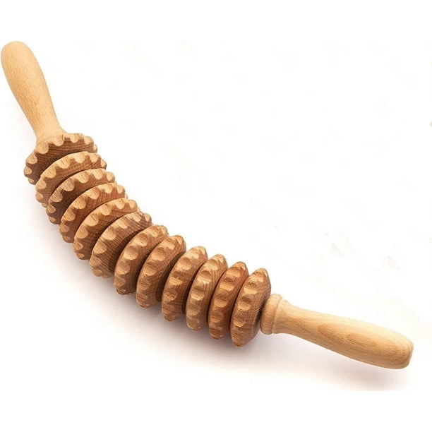 Beech wood massage stick, rolling stick, exercise stick, meridian dredging rolling stick, wooden rolling massage, household massage stick 37CM