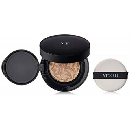 [vt cosmetics] vt x bts collagen pact black 11g #21 - collagen pact + stickers + poster/high coverage foundation pact for oily