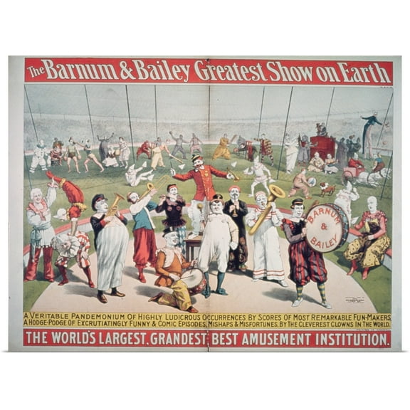 Great BIG Canvas | Rolled School American Poster Print entitled Poster advertising the Barnum and Bailey Greatest Show on Earth
