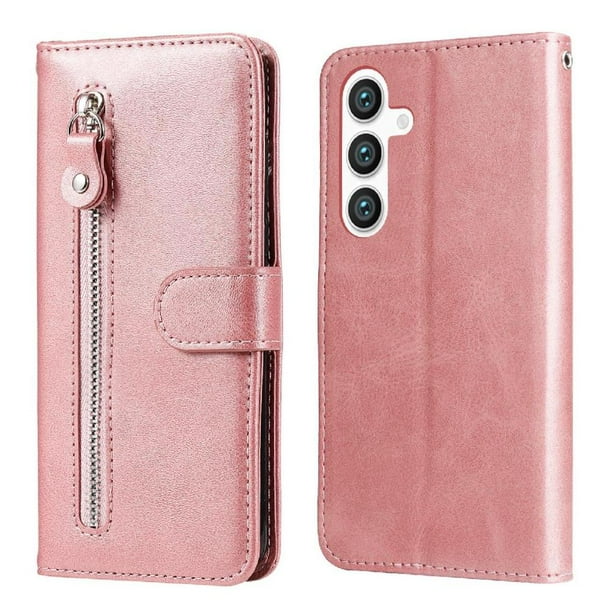Estuche de Cuero PU con Cierre para Samsung Galaxy S25 , Funda Protectora con Billetera y Correa