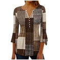 thumbnail image 2 of Sakmal Ladies Tops Plus Size 3/4 Sleeve Slim Floral Bell Sleeves V-Neck Tunic Womens Shirts, 2 of 5
