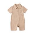 thumbnail image 1 of SUNSIOM Baby Boys Girls Jumpsuits Short Sleeve Lapel Collar Solid Color Button Up Rompers Newborn Clothes, 1 of 6