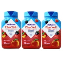 Vitafusion Fiber Well Sugar Free Fiber Supplement Gummies, Berry & Peach Flavors, 90 Count - 3 Pack
