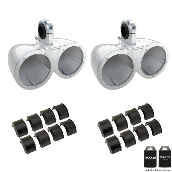 Kicker KMTEDW White Dual 6.5" Empty Wake Tower/Roll Bar Enclosures with KMTAP Adapter Pack for UTVs