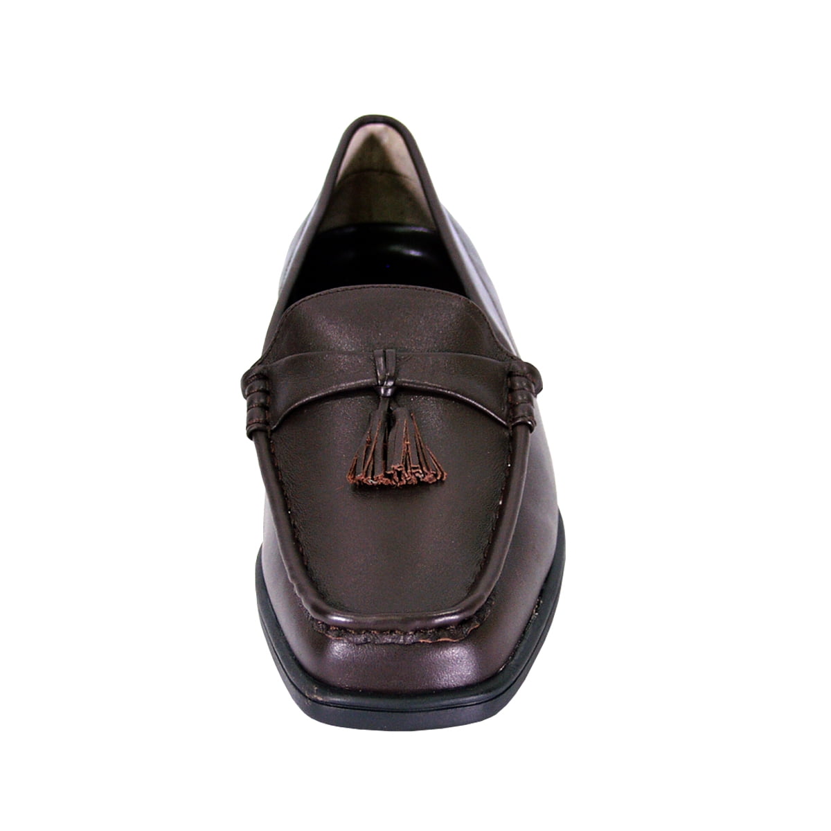 PEERAGE Sonya Wide Width Moccasin Design Comfort Leather Loafers BROWN 7