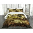 thumbnail image 3 of Ambesonne Medieval Quilted Bedspread Set 3 Pcs, Old Scottish Castle, Queen Size, Grey Green, 3 of 5