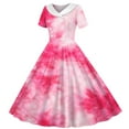 thumbnail image 2 of Ugoldhm Girls Gradient Print Collared Midi Dress - Summer Short Sleeve A-line Dresses, Size 5-14, 2 of 6
