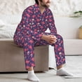 thumbnail image 7 of Kdxio red Skull flower Men’s Pajama Set Pajamas For Men 2 Piece PJ Set with Men Pajama Pants and Long Sleeve T-Shirt Lounge Set-Small, 7 of 7
