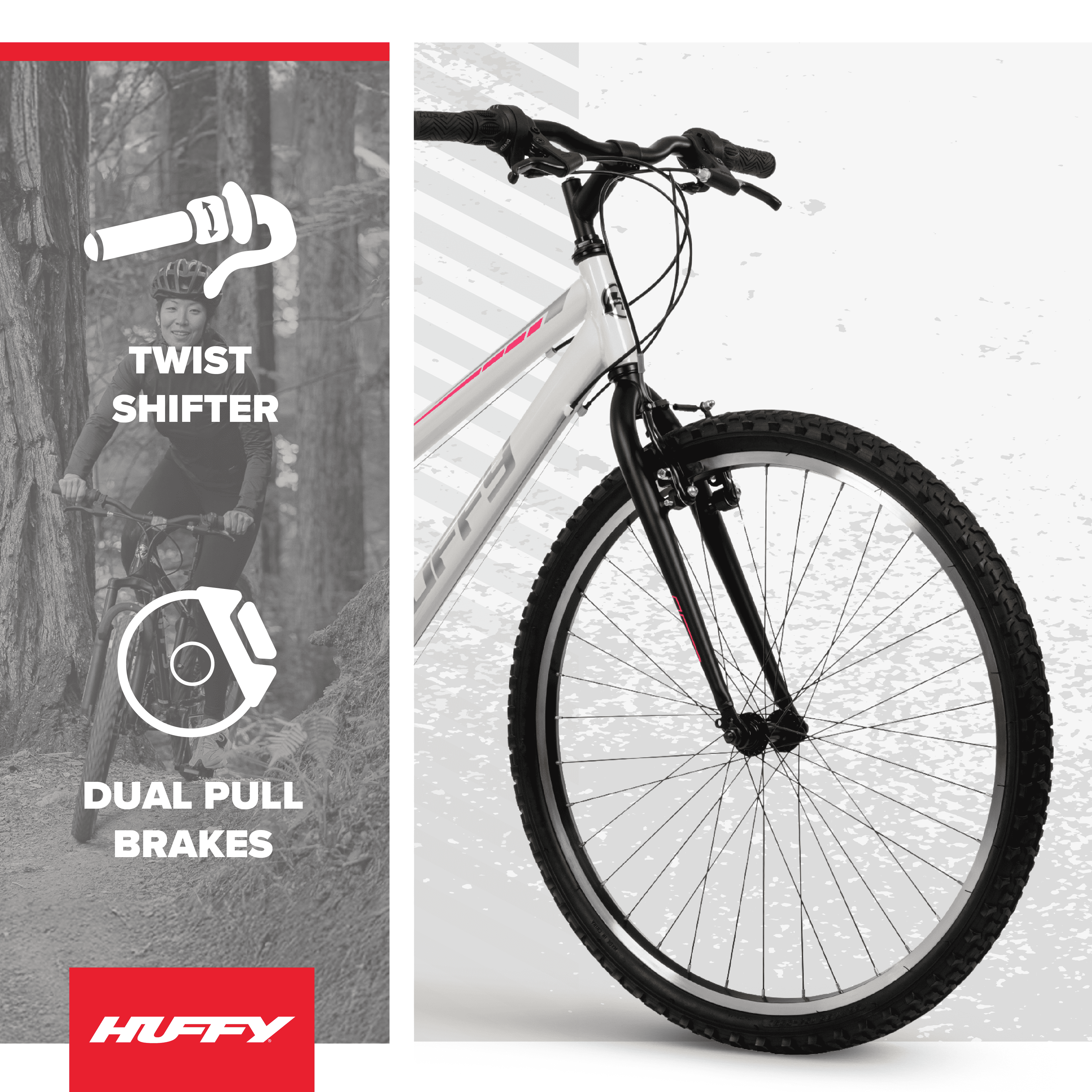 Huffy 26" North Peak Mountain Bike, Fits Riders 5'0"+, White, Adult, Women's