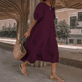 thumbnail image 5 of SHEOWO Women Autumn O-neck Pure Color Pendulum Dress Casual Swing Half Sleeve Dress Plus Size New Vintage Summer Dress, 5 of 6