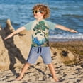 thumbnail image 3 of FORMRS Boys Rash Guard Short Sleeves Swim Shirt Quick Dry UPF 50+ Sun Protection, Sizes 3-12T, Large Pine Tree, 3 of 6