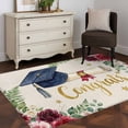 thumbnail image 4 of Graduate Season Washable Area Rugs 2.7'x5', Congrats Grad Bachelor's Cap Flower Leaf Star Low Pile Throw Living Room Rug Non-Slip Sturdy Edge Binding Carpet for Indoor Entryway Bedside Kitchen, 4 of 9