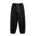 thumbnail image 2 of Vedolay Mens Pants Casual Linen Pants Drawstring Trousers Black,L, 2 of 4