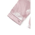 thumbnail image 6 of FEORJGP Women Satin Pajama Set Teen Girls Loungewear Long Sleeves Lapel T-Shirt Button Shirt Peacock Print Tops and Elastic Pants for Soft Loose Sleepwear Nightwear, 6 of 7