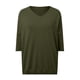 thumbnail image 3 of MKLEKYY Playeras Oversize Suéteres De Punto Holgados De Primavera Para Mujer, Informales, De Manga 3/4, Color Liso, Con Cuello En V, Para Otoño, 117 Talla S, 3 of 3