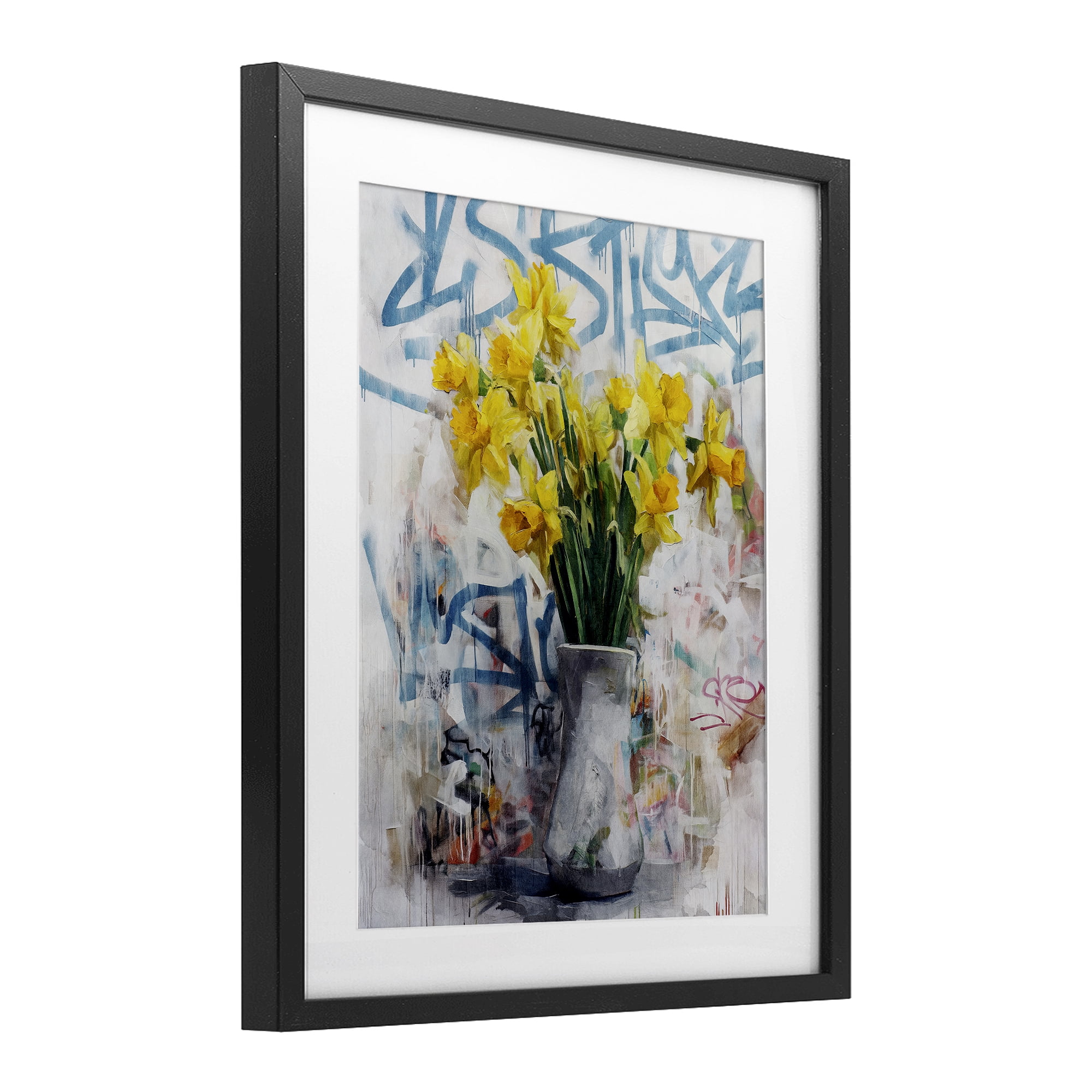 Stupell Industries Color Clash Daffodils & Graffiti Black Framed Print Under Glass, design by Svetlana Aleynikova