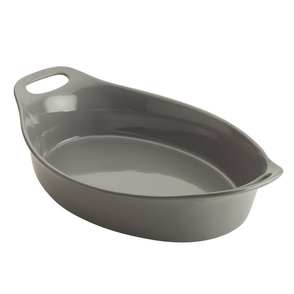 Rachael Ray Ceramics Oval Baker, 2.5-Quart, Gray