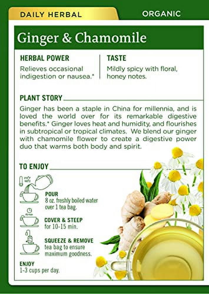 (3 pack) Traditional Medicinals Organic Ginger & Chamomile Herbal Tea, Relieves Occasional Indigestion or Nausea, (Pack of 1) - 16 Tea Bags