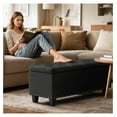 thumbnail image 2 of WDZS 43 Inches Storage Ottoman Bench, Upholstered Tufted End of Bed Storage Bench, Large Ottoman Foot Rest with Legs, Load up to 800 lb, for Living Room, Bedroom, Entryway, Black, 2 of 8
